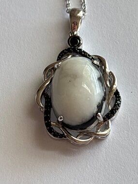 Vintage White Buffalo (?) Sterling Silver Pendant